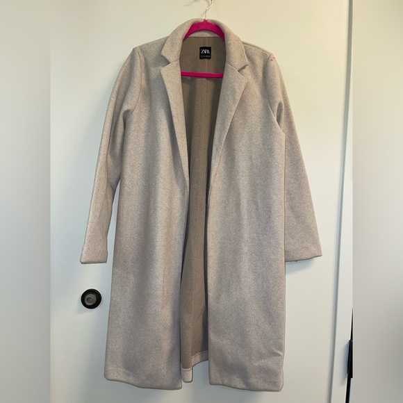 Zara Long Beige Shacket Sweater Coat Neutral Size large - Picture 1 of 3